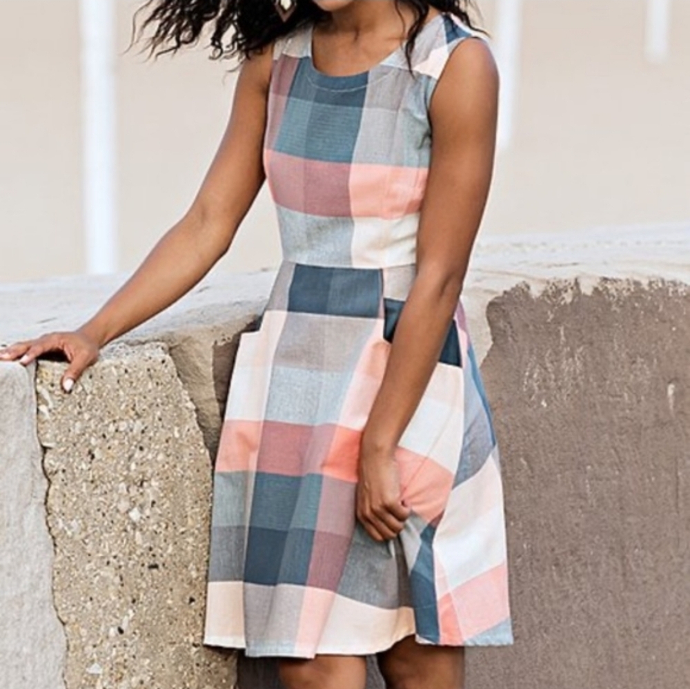 NWT Mata Traders Oxford pocket plaid dress Size Large